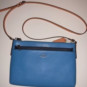 NWOT Coach Blue with Orange strap Crossbody